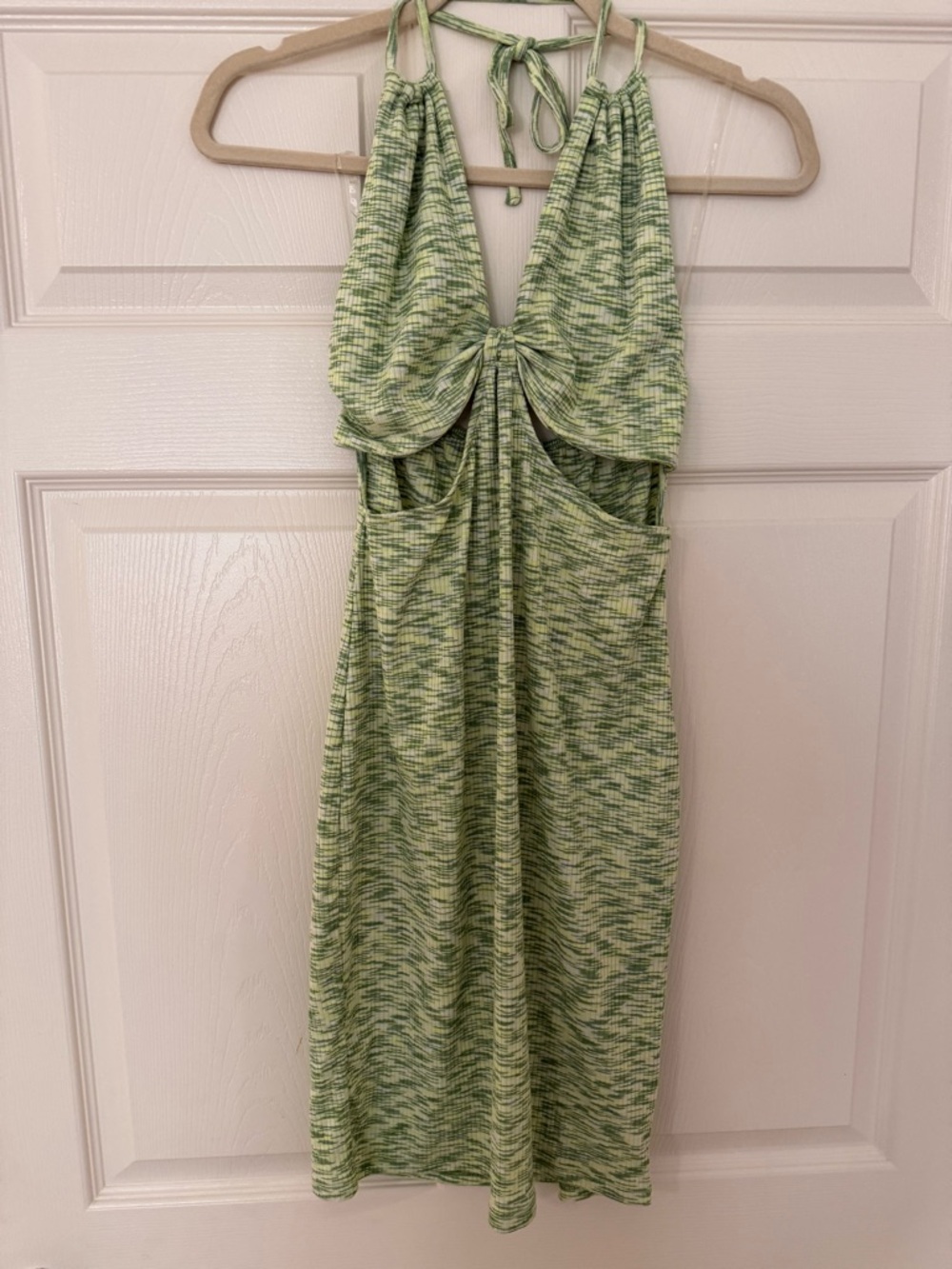 Green Marled Halter Midi Dress with Cut Out